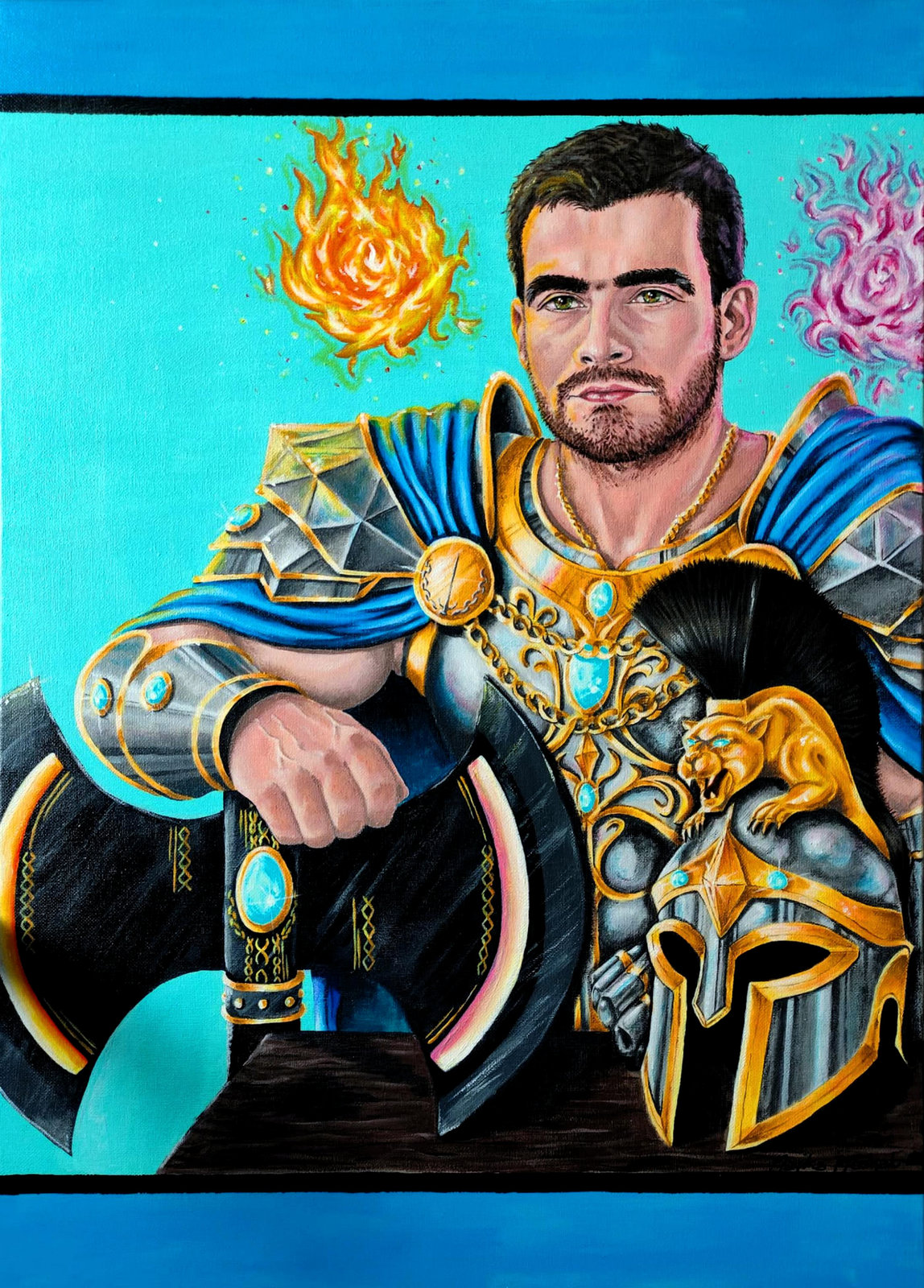 Epicki portret fantasy — paladyn w zbroi
